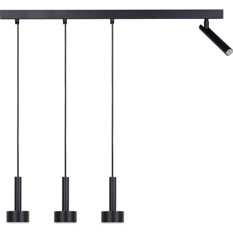 Lampada sospensione nera barra, spot orientabile, STAMP Sigma (1/5)