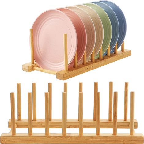 Rack Pour Assiettes - Support Vertical En Bois Pour Vaisselle Et Couvercles - 7 Emplacements - Pour Cuisine Ou Meuble De Rangement - 1 Pièce (1/5)