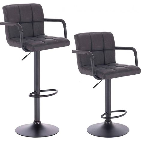 WOLTU Barhocker 2er Set Barstuhl Tresenhocker Bistrohocker Designer Hocker mit Rückenlehne, Kunstleder in Antiklederoptik höhenverstellbar drehbar Stahl Anthrazit (1/5)