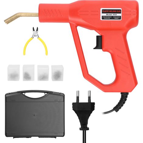 Kit de réparation de fissures de panneaux avec machine de soudage plastique portable 50 W, agrafeuse thermique et outil de réparation de trous dans le plastique, comprenant 4 boîtes d'agrafes (1/5)