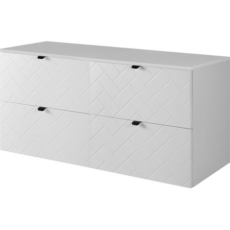 Mobile da bagno, Bianco Opaco, 120 x 57 x 46 cm, Maniglie Nere (1/4)