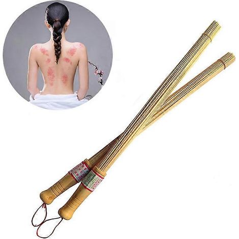 Bâtonnet de massage en bambou naturel, manche en bois, idéal pour le fitness et la santé. (1/3)