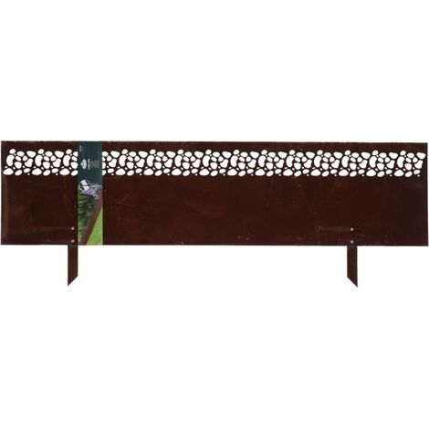 Bordure jardin acier rouillé ajourée 105x35cm – Résistante aux intempéries – Finition patinée pour style classique – Installation rapide