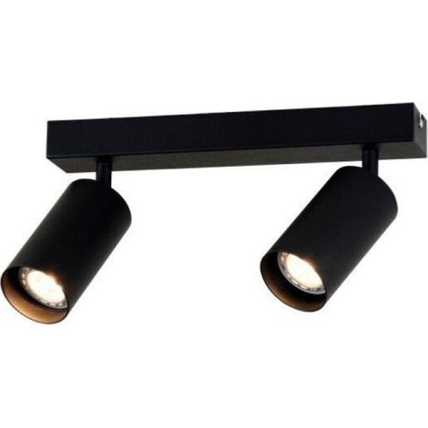 Plafonnier 2 Spots Orientables Noir pour Ampoule GU10 - SILAMP (1/2)
