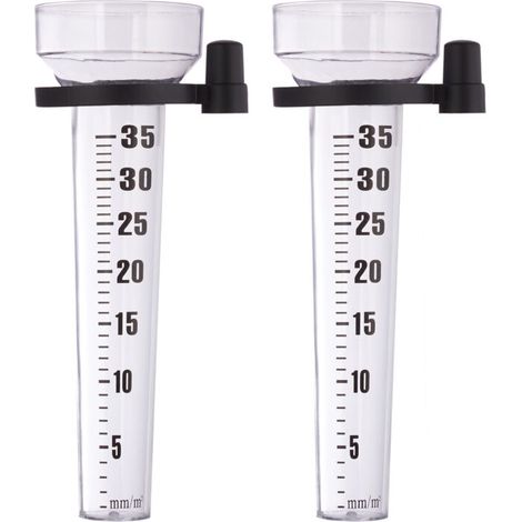 Lot de 4 pluviomètres, à fixation, Compteur pour le jardin, gros affichage, 35 mm/m2, plastique, transparent (1/5)