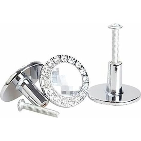 10 pomos redondos plateados de 30 mm para puertas, pomos con cristales brillantes de 30 mm para puertas de armarios de cocina y cajones. (1/3)