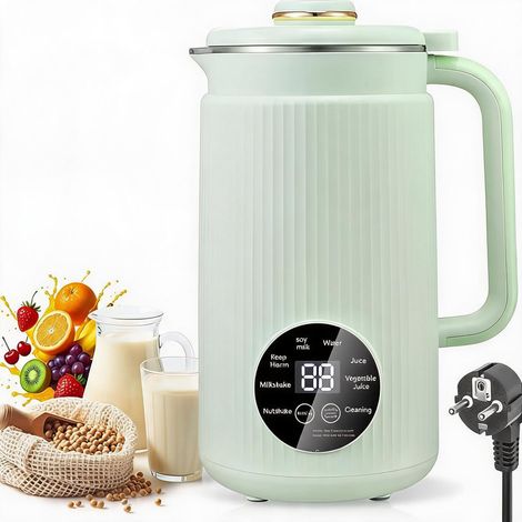 Machine à lait de soja 8 en 1 1200 ml, machine automatique à lait d'amande avec 12 lames pour lait végétal maison, avoine, soja, 12 lames avec minuterie, fonction maintien au chaud (Vert) (1/5)