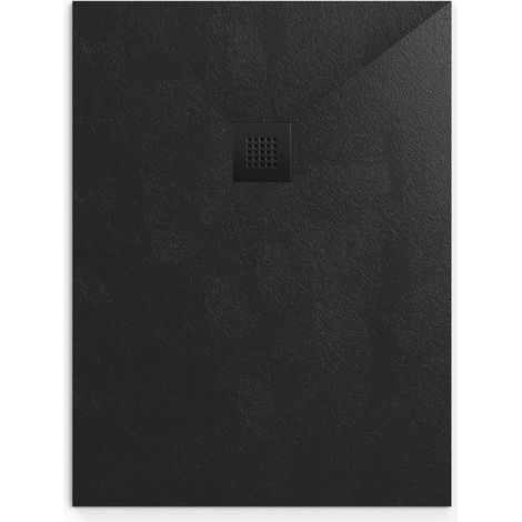 Swiss Aqua Technologies B-Way Rechteckige Duschwanne 120x90 mit Geruchsverschluss, aus Gussmarmor, Schwarz (SATALEK12090-S)