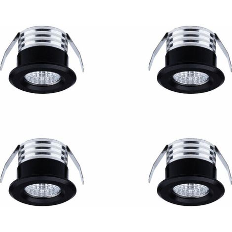Set mit 4 Mini-Einbau-LEDs, 3 W, kaltweißes Licht, schwarz (1/3)