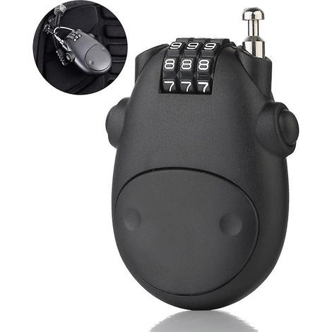 1 Câble antivol, combinaison 3 chiffres, rétractable automatique, ABS renforcé, pour vélo casque bagage poussette (1/5)