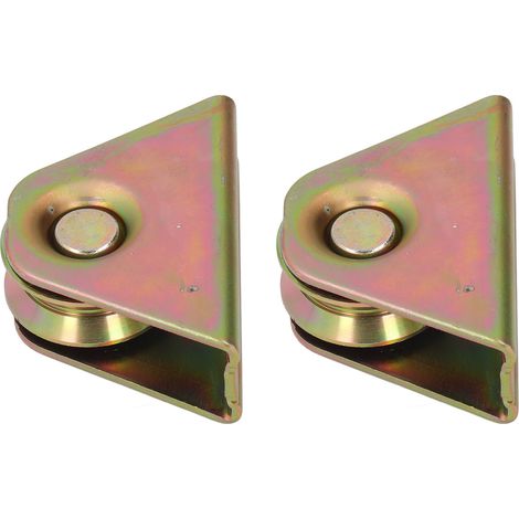 Lot de 2 roulettes à gorge en V 38mm en acier allié galvanisé pour rail industriel et chariot (1/5)