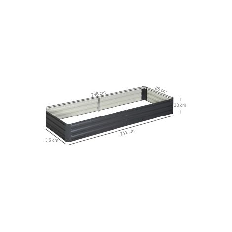 Hochbeet 241x90.5x30 cm grau aus Stahl mit offenem Boden (1/5)