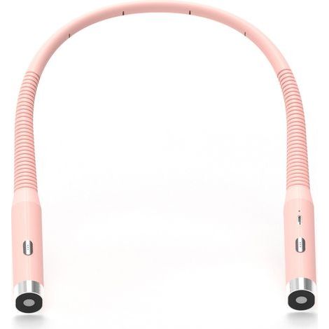 Neck reading lamp, rechargeable bedside lamp, 3 adjustable brightness levels, 360° foldable, LED reading lamp, pink (1/5)