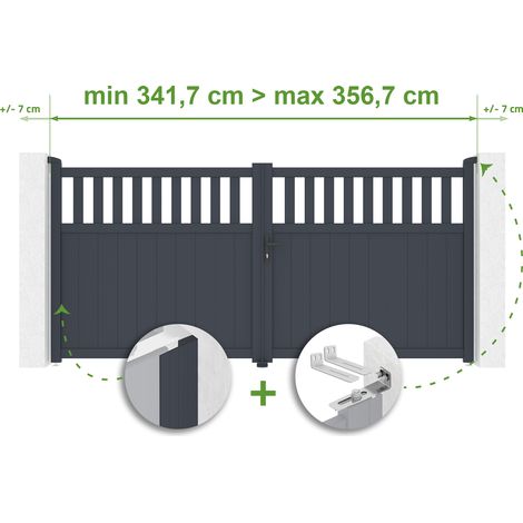 Puerta batiente regulable ancho SANTIS 3,4m Alt.160cm aluminio Gris antracita (1/4)