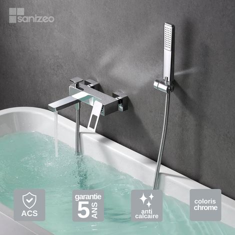 Mitigeur Bain/Douche chromé Pommeau Anti-Calcaire - Design Moderne et Économie d'eau - Kit Complet SUECIA IMEX (1/4)