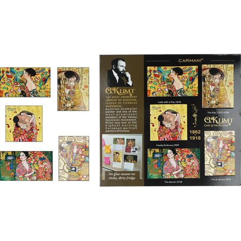 Set mit 5 Kühlschrankmagneten, Klimt-Motiv, Kunstgemälde, Carmani (1/5)