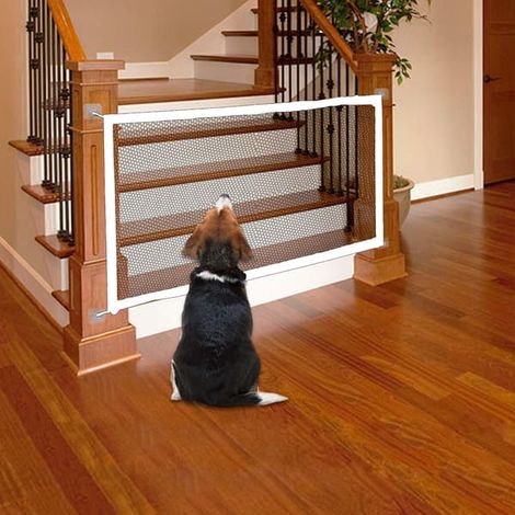 Bärbar Vikbar Infällbar Inomhus Hund Katt Säkerhetsgrind Vit 72 x 180 cm