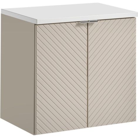 Badezimmer-Set AOKI: Unterschrank mit Schränken 60cm + Waschtischplatte weiß