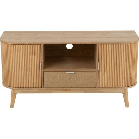 Meuble TV en bois naturel 2 portes 1 tiroir 1 niche - ORIGAMI (1/5)