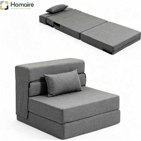 Fauteuil tissu gris 210 x 80 x 15 cm HOMAIRE (1/5)