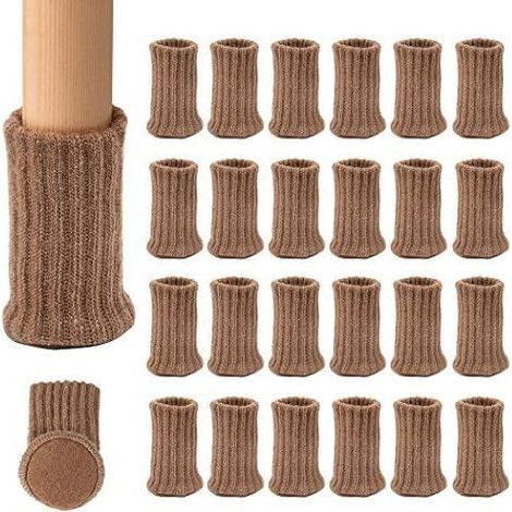 Set mit 24 Stuhlbeinschonern, elastisch und rutschfest, schwarze Strickmöbelschoner, Durchmesser 7,5 bis 12,5 cm, universelle Beinüberzüge für Stühle und Tische (1/3)