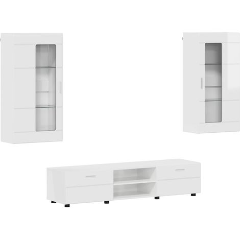 Conjunto de mueble de TV con cajón FLORIN 3 pcs brillante vidaXL