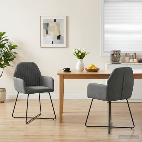vidaXL Sillas de comedor 2 uds. Terciopelo Gris oscuro 55 x 50 x 84 cm (1/5)