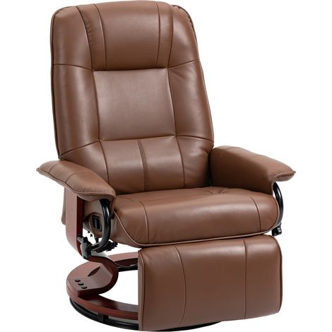 Fauteuil relax inclinable avec repose-pied NATHAN marron (1/5)