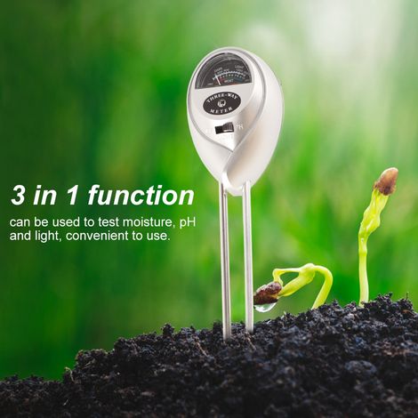 Humidimètre de sol, compteur de lumière portable 3 en 1, 10,2 x 2,4 x 1,6 pouces avec haute précision pour le jardinage de la pelouse (1/5)