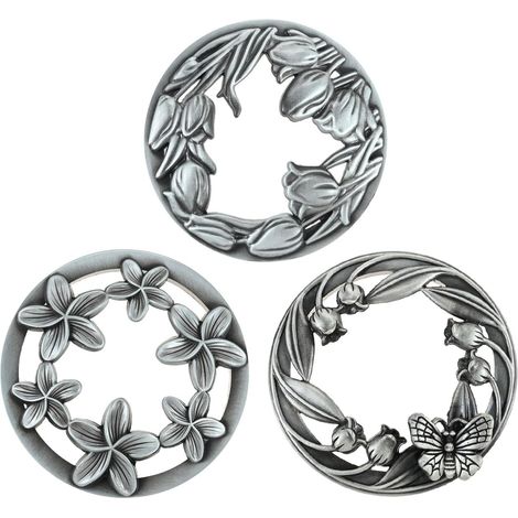 Lot de 3 couvercles de bougie en métal argenté vieilli - Aide à brûler uniformément les pots de bougies - Accessoires de bougie - Couvercle pour bougies en verre (tulipes, petites (1/5)