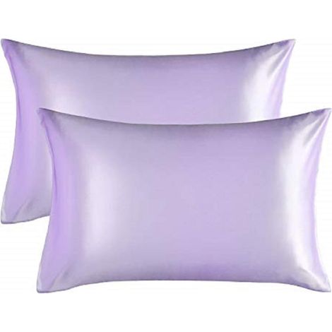 2 taies d'oreiller en satin 50 x 75 cm (violet clair)-Fei Yu