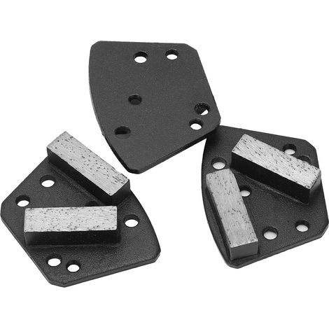 Lot de 3 patins de meulage diamantés trapézoïdaux pour la découpe du béton, 6 trous, dents droites, noirs, n° 16 (1/5)