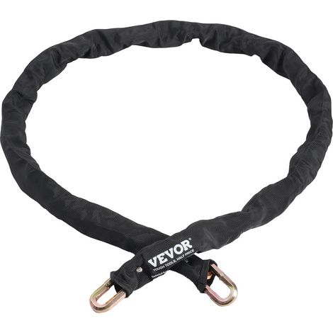 Antivol de chaîne de vélo, 1,8 m, antivol de sécurité pour vélo, en acier métallique robuste, antivol de haute sécurité, pour bicyclette, moto, scooter, porte, clôture, portail, 9,5 mm, noir (1/5)