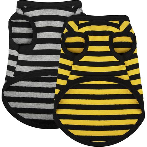 Gilet Rayé Pour Chien Et Chat - Vêtement Respirant Été - Pour Promenade Et Fête - Lot De 2 Pièces (1/5)
