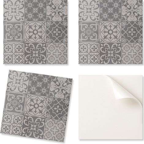 Juego de baldosas autoadhesivas de PVC. Dise帽o de baldosas en una cuadr铆cula de 3x3, 20x20x20 cm.