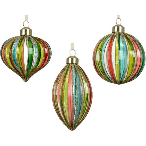 Decorazioni Sfera Vetro A Coste 8 cm Colori Assortiti