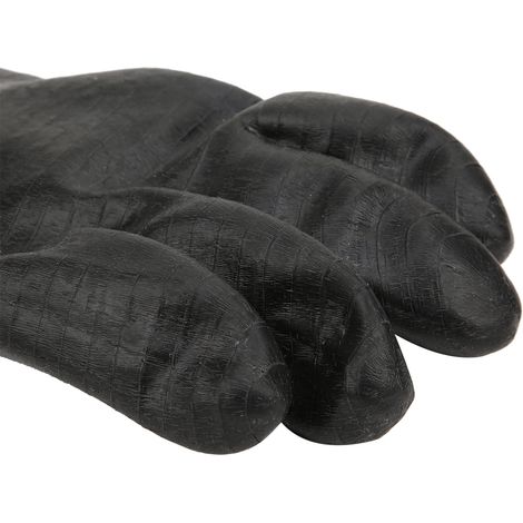 Robuste Neopren-Gummihandschuhe, beständig gegen hohe Temperaturen, heiße Ölspritzer, Dampf und Grillroste flammhemmend, wärmeisolierend, säure- und laugenbeständig und ölabweisend. (1/5)