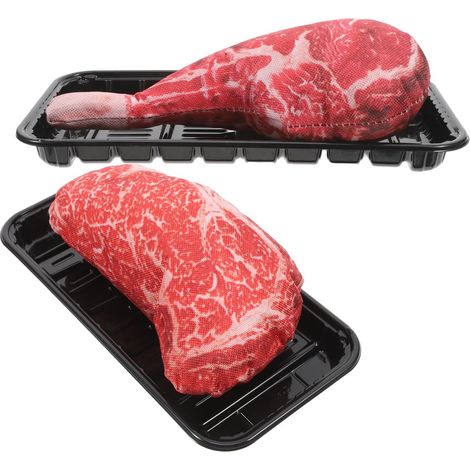 Set mit 2 realistischen künstlichen Steakmodellen zur Dekoration, als Requisiten für die Präsentation von künstlichem Rindfleisch, als Lebensmitteldekoration für Fotografie, Küche und Ausstellungszwec (1/5)