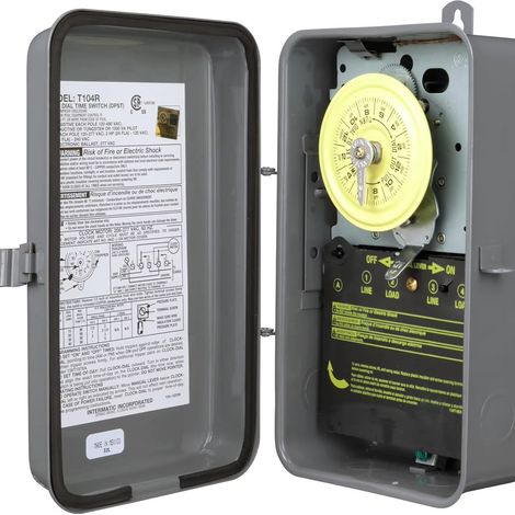 24-hour mechanical timer T104R 208-277V AC DPST type 3R indoor/outdoor (1/3)
