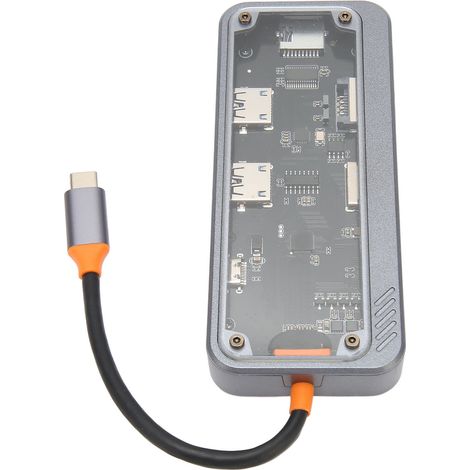 Station d'extension USB-C 8-en-1 avec Port Ethernet 100M, Charge PD Rapide et Ports USB 3.0 pour Ordinateur/TV, Design Transparent (1/5)
