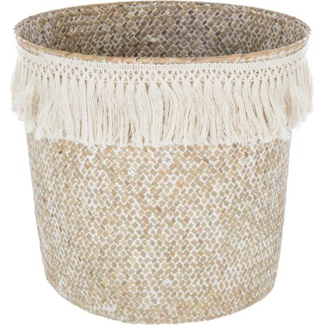 Panier de Rangement à Franges "Seagrass" 26cm Beige (1/3)