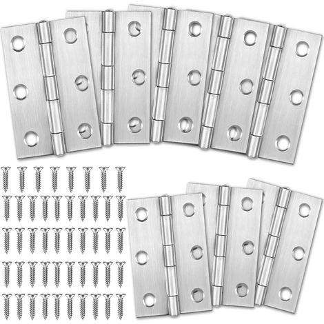 10PCS Charniere Porte en Inox, Charniere Invisible Porte Placard Piano - 60 mm × 39 mm, Charnière Invisible, Charnières Pliantes de Quincaillerie de Meubles de Maison