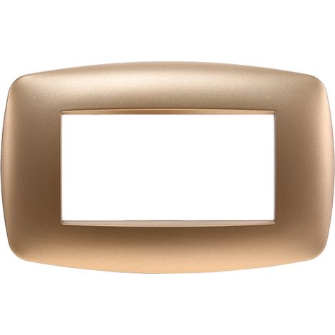 Ettroit placca compatibile Bticino Livinglight 4 moduli plastica slim colore oro - LN87411 (1/4)