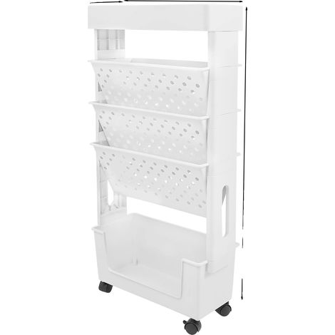 Scaffale portaoggetti a 5 ripiani, design mobile, BIANCO (1/2)