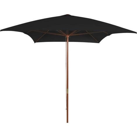Grand Parasol Rectangle 300 X 200 X 250 cm Noir. Poteau en bois. Raffinement et Ombre Terrasse et Jardin (1/5)