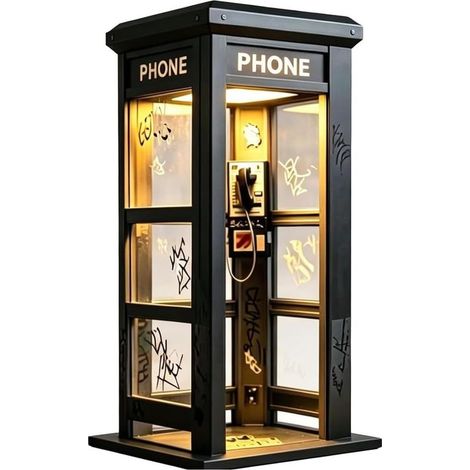 Lampe rétro haute pour cabine téléphonique avec éclairage LED chaud - Décoration pour chambre à coucher, bureau, décoration d'intérieur unique (1/5)