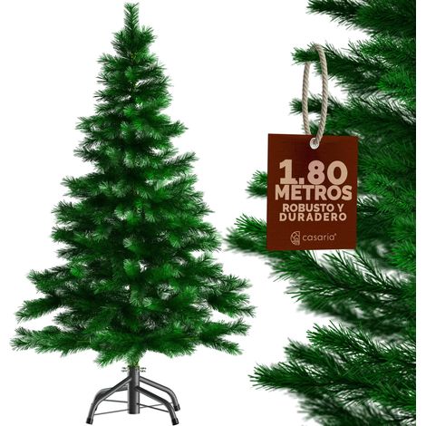 CASARIA® Árbol de Navidad Artificial 140cm 150cm 180cm 240cm con Soporte Decoración Navideña Verde Blanco Estándar 180cm