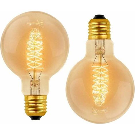 Ampoule Vintage G80 E27 Dimmable 40W Blanc Chaud 2700K, AC 220V, Ampoules de Décoration à Incandescence Rétro E27 Spirale Tungstène Filament Lampe, lot de 2 (1/5)
