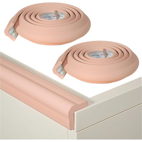 Bande de protection anti-collision auto-adhésive en 2 pièces, protège-bord découpable, bordure anti-collision pour table basse, 2m, rose (1/5)