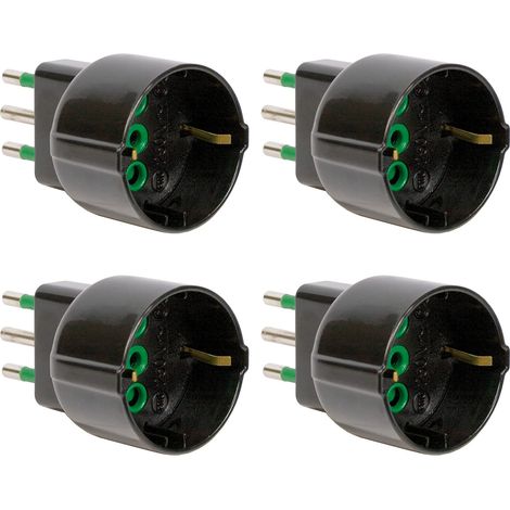 FANTON 82121-B4 -set 4 pz adattatore da spina piccola bipasso 10A a schuko 16A presa italo/tedesca colore nero